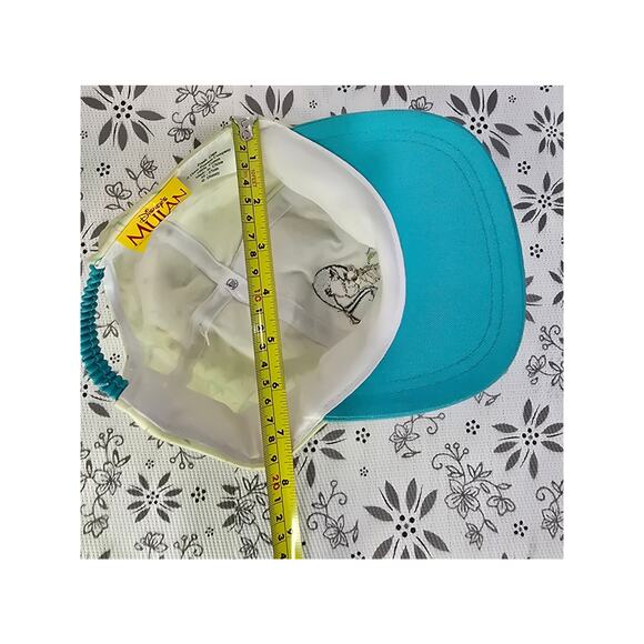 Vintage Disney Mulan 90s Youth Hat Teal Brim Bamboo Print - Picture 14 of 16